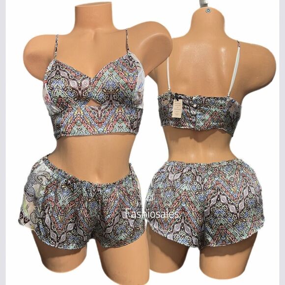 Victoria Secret Designer Collection Silk Bralette Crop Top & Shorts pajama Set - Picture 6 of 8